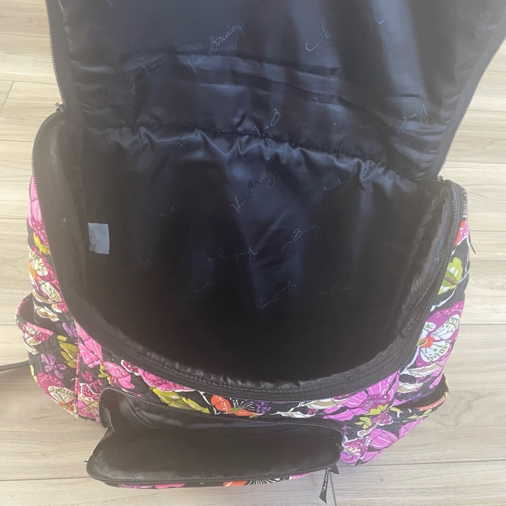 Vera Bradley Pirouette Pink Quilted Double Zip Adjustable Floral Print Backpack - Picture 4 of 5